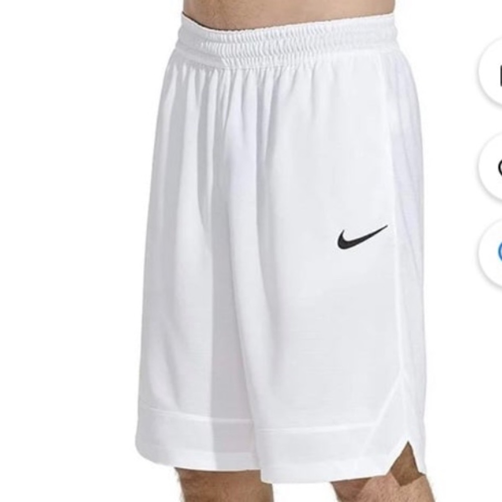 NIKE Mens Dri-FIT Athletic Icon, Basketball White Shorts | S